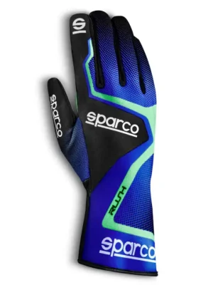 Zlevněný Kartingové rukavice Sparco Rush, barva modro-zelená, velikost 4