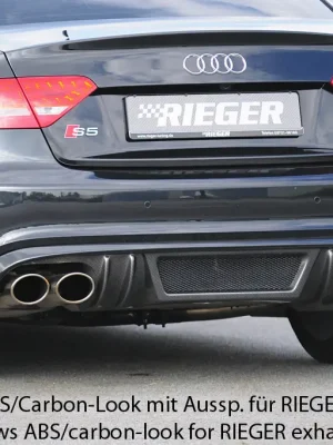 Akční Nabídka Rieger vložka zadního nárazníku pro Audi A5 S5 B8, B81 Sportback před faceliftem, plast ABS bez povrchové úpravy, S-Line, pro orig. dvojité koncovky na obou stranách
