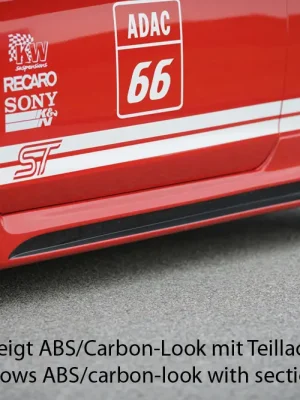 Novinka Rieger boční práh mont. strana levá pro Ford Focus 2 vč. ST 3-dvéř. vč. faceliftu, r.v. 02/08-01/11, 07/04-01/08, 10/05-01/08, plast ABS s povrchovou úpravou Carbon-Look, s prolisem a výřezem