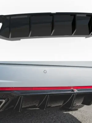 Ověřený Maxton Design vložka zadního nárazníku ver.2 pro Škoda Octavia RS Mk3, černý lesklý plast ABS, pro dieselové motory - DROBNÉ POŠKOZENÍ