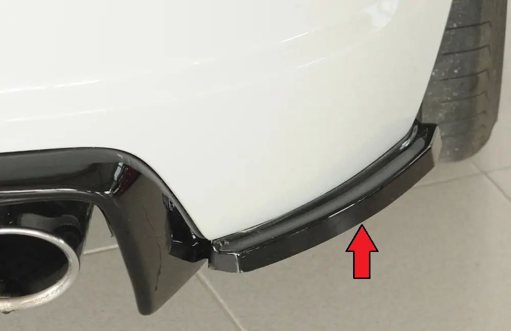 Levný Rieger spoiler pod zadní nárazník na pravé straně pro Audi TT RS 8J, 8J1-FV, 8S roadster r.v. 05/16-08/18, plast ABS lakovaný do černé lesklé barvy