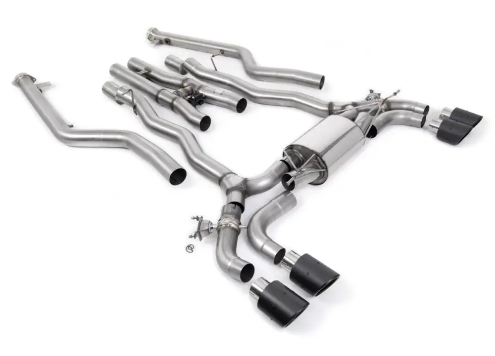 Aktuální Milltek Sport výfukový systém cat-back vč. náhrady OPF/GPF pro BMW řada 5 M5/M5 Competition 4.4l Twin Turbo F90 Facelift (s OPF/GPF) 2021-2024, JET-100 karbonové koncovky