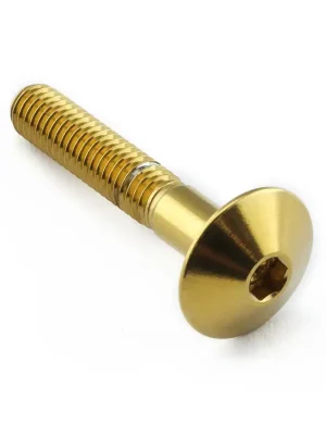 Autentický Pro-Bolt nerezový inbusový šroub s vypouklou hlavou o průměru 16 mm se závitem M6 x 1,00 mm a délkou 35 mm, barva zlatá