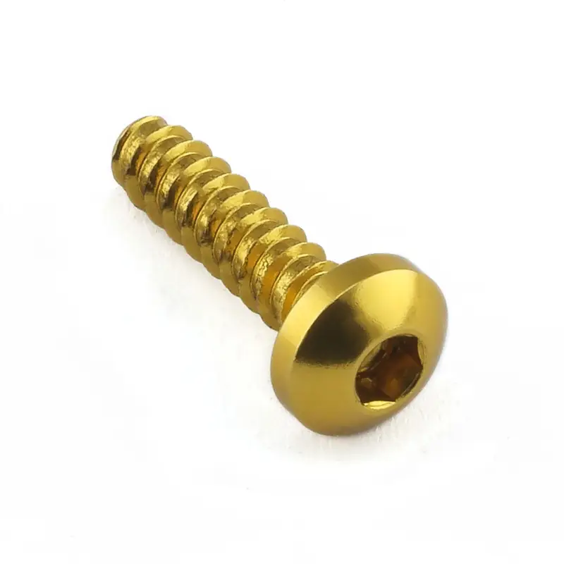 Vysoce Kvalitní Pro-Bolt hliníkový samořezný šroub se závitem M4 a délkou závitu 15 mm, barva zlatá