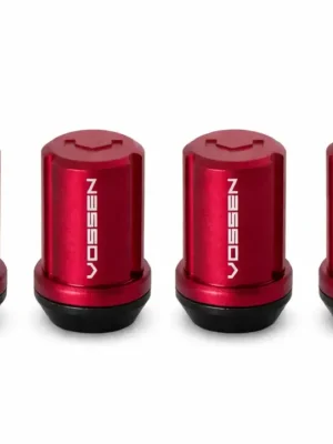 Vossen Wheels sada pojistných matic 4 ks, barva červená, stoupání závitu M12x1,5 Originální