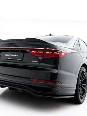Akce Maxton Design spoiler pod zadní nárazník s žebrováním pro Audi A8 D5 Facelift, černý lesklý plast ABS, S-Line Long