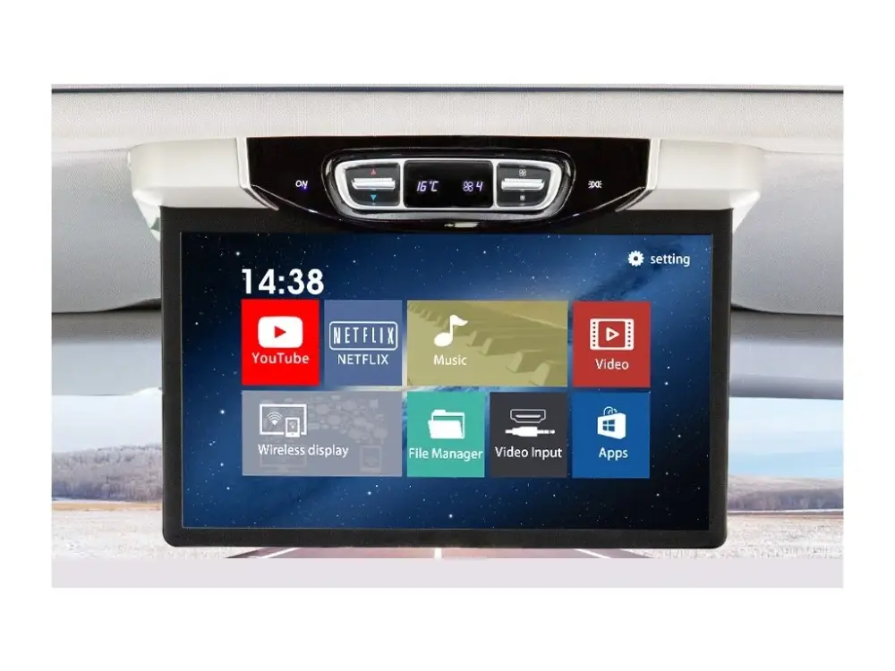 Stropní LCD monitor 15,6" šedý s OS. Android HDMI / USB, pro Mercedes-Benz V260 Vysoce Kvalitní