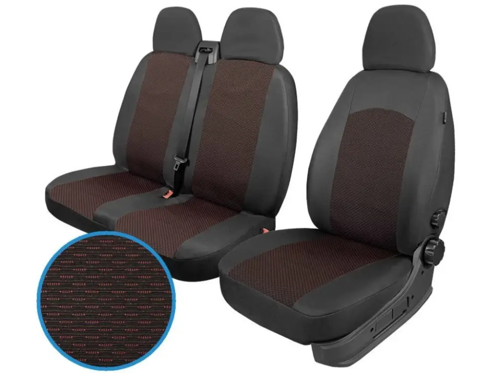 Autopotahy pro BUS, DODÁVKU, 3 místa 1+2, červenočerný, zesílená středová látka. Nízká Cena